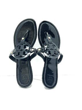 Tory Burch shiny black flip flop thong sandals